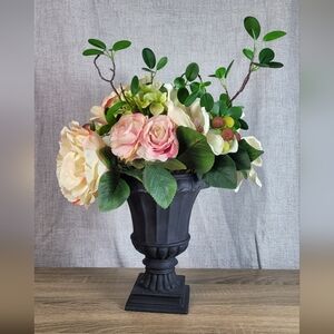Elegant Floral Arrangement in Black Urn Vase